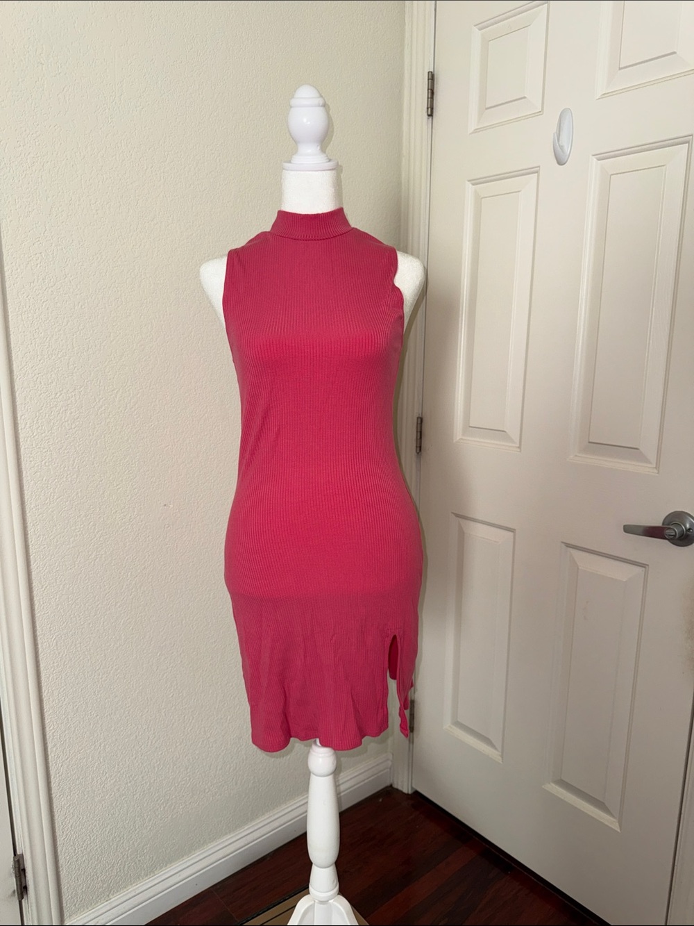 Reformation Sleeveless Mock Neck Mini Dress in Pink